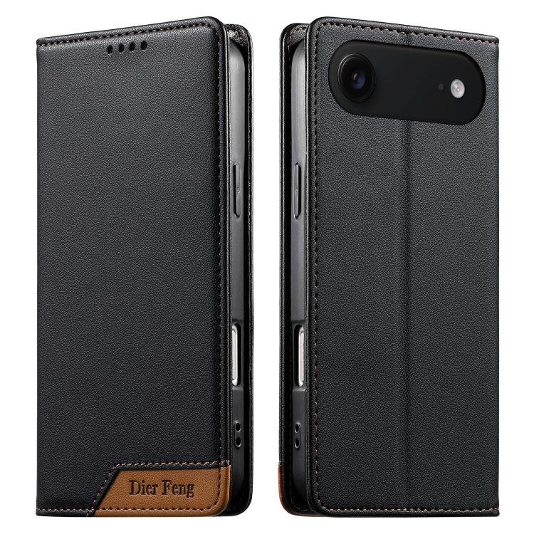 Funda para teléfono Dierfeng Splicing de cuero vegano con imán RFID resistente, For iPhone 18 Pro / 17 Pro, For iPhone 18 Pro Max / 17 Pro Max, For iPhone 17e / 16e, For iPhone 17, For iPhone Air, For iPhone 16 Pro Max, For iPhone 16 Pro               ...