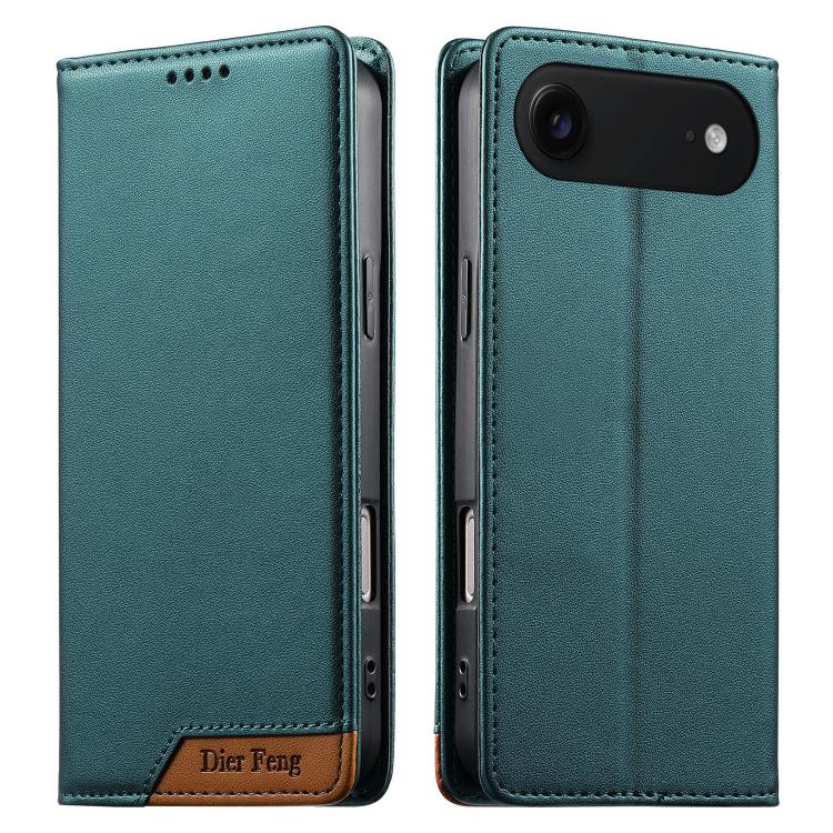 Funda para teléfono Dierfeng Splicing de cuero vegano con imán RFID resistente, For iPhone 18 Pro / 17 Pro, For iPhone 18 Pro Max / 17 Pro Max, For iPhone 17e / 16e, For iPhone 17, For iPhone Air, For iPhone 16 Pro Max, For iPhone 16 Pro               ...