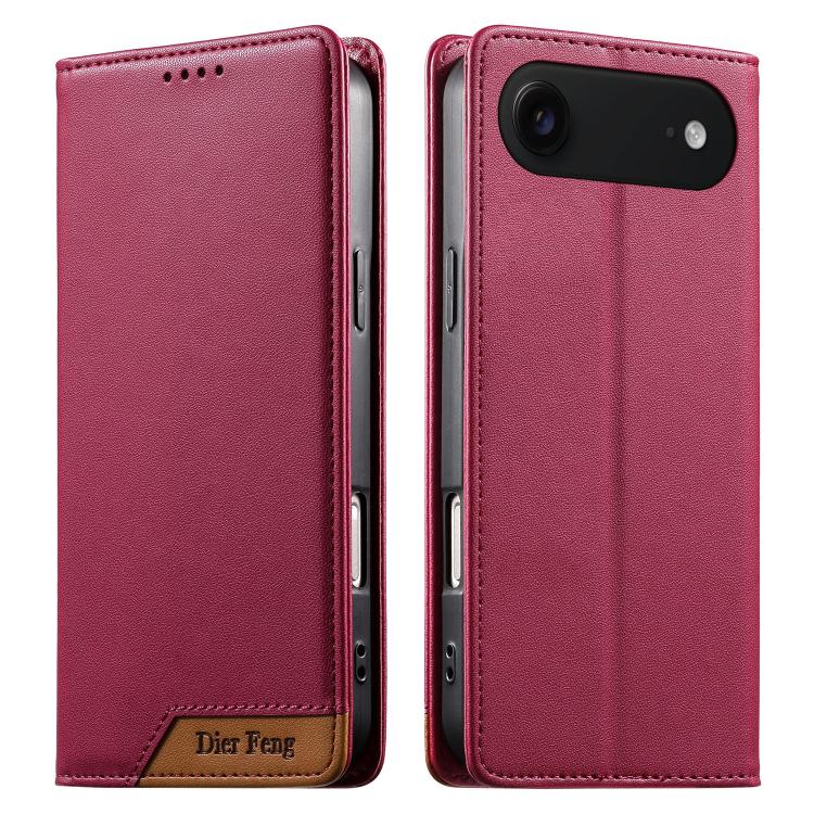 Funda para teléfono Dierfeng Splicing de cuero vegano con imán RFID resistente, For iPhone 18 Pro / 17 Pro, For iPhone 18 Pro Max / 17 Pro Max, For iPhone 17e / 16e, For iPhone 17, For iPhone Air, For iPhone 16 Pro Max, For iPhone 16 Pro               ...