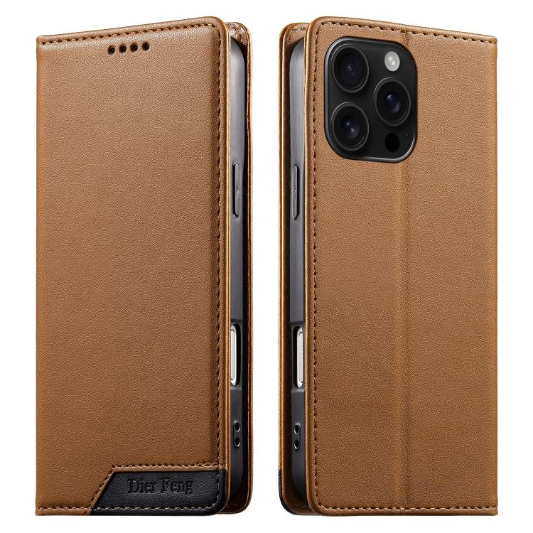 Funda para teléfono Dierfeng Splicing de cuero vegano con imán RFID resistente, For iPhone 18 Pro / 17 Pro, For iPhone 18 Pro Max / 17 Pro Max, For iPhone 17e / 16e, For iPhone 17, For iPhone Air, For iPhone 16 Pro Max, For iPhone 16 Pro               ...