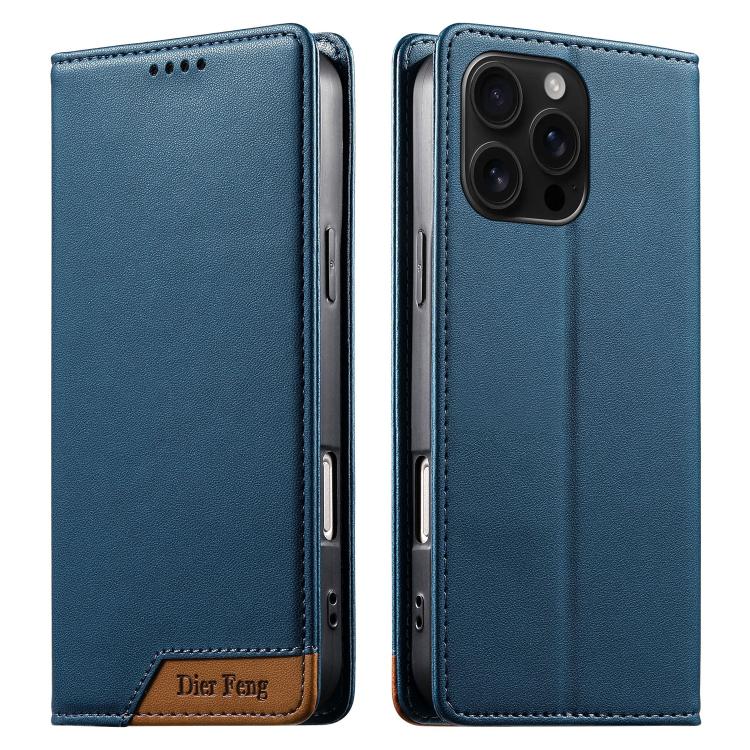 Funda para teléfono Dierfeng Splicing de cuero vegano con imán RFID resistente, For iPhone 18 Pro / 17 Pro, For iPhone 18 Pro Max / 17 Pro Max, For iPhone 17e / 16e, For iPhone 17, For iPhone Air, For iPhone 16 Pro Max, For iPhone 16 Pro               ...