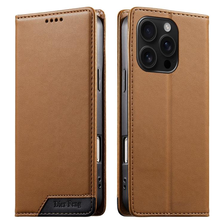 Funda para teléfono Dierfeng Splicing de cuero vegano con imán RFID resistente, For iPhone 18 Pro / 17 Pro, For iPhone 18 Pro Max / 17 Pro Max, For iPhone 17e / 16e, For iPhone 17, For iPhone Air, For iPhone 16 Pro Max, For iPhone 16 Pro               ...