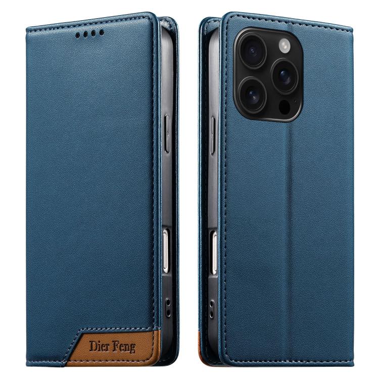 Funda para teléfono Dierfeng Splicing de cuero vegano con imán RFID resistente, For iPhone 18 Pro / 17 Pro, For iPhone 18 Pro Max / 17 Pro Max, For iPhone 17e / 16e, For iPhone 17, For iPhone Air, For iPhone 16 Pro Max, For iPhone 16 Pro               ...