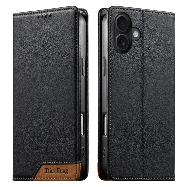 Funda para teléfono Dierfeng Splicing de cuero vegano con imán RFID resistente, For iPhone 18 Pro / 17 Pro, For iPhone 18 Pro Max / 17 Pro Max, For iPhone 17e / 16e, For iPhone 17, For iPhone Air, For iPhone 16 Pro Max, For iPhone 16 Pro               ...