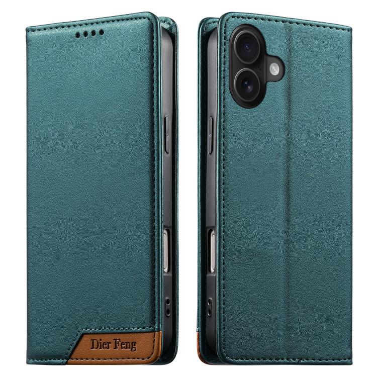 Funda para teléfono Dierfeng Splicing de cuero vegano con imán RFID resistente, For iPhone 18 Pro / 17 Pro, For iPhone 18 Pro Max / 17 Pro Max, For iPhone 17e / 16e, For iPhone 17, For iPhone Air, For iPhone 16 Pro Max, For iPhone 16 Pro               ...