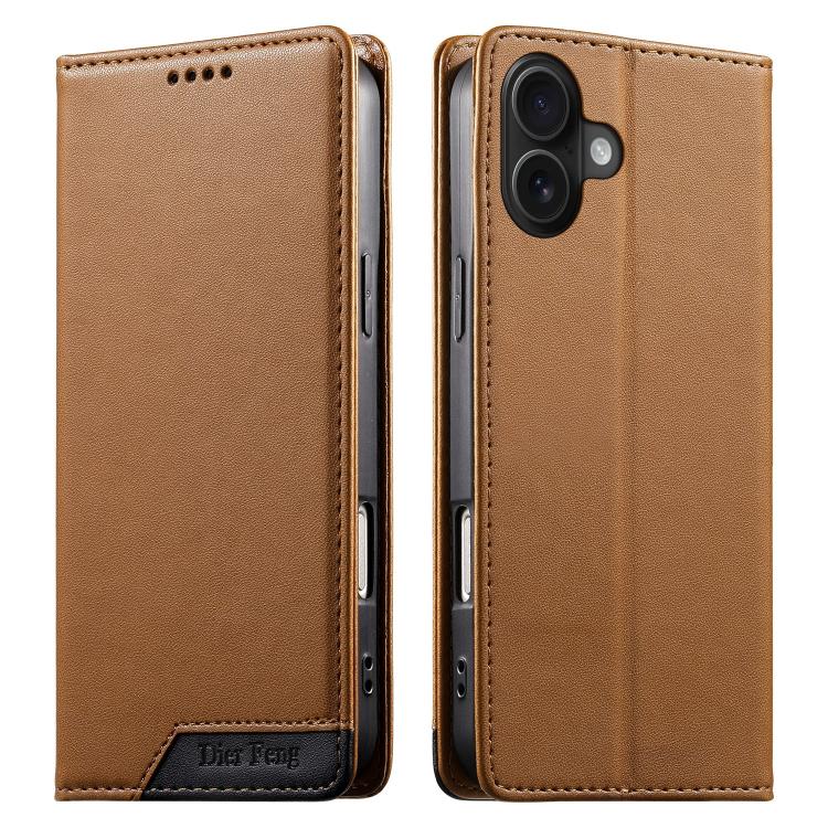 Funda para teléfono Dierfeng Splicing de cuero vegano con imán RFID resistente, For iPhone 18 Pro / 17 Pro, For iPhone 18 Pro Max / 17 Pro Max, For iPhone 17e / 16e, For iPhone 17, For iPhone Air, For iPhone 16 Pro Max, For iPhone 16 Pro               ...