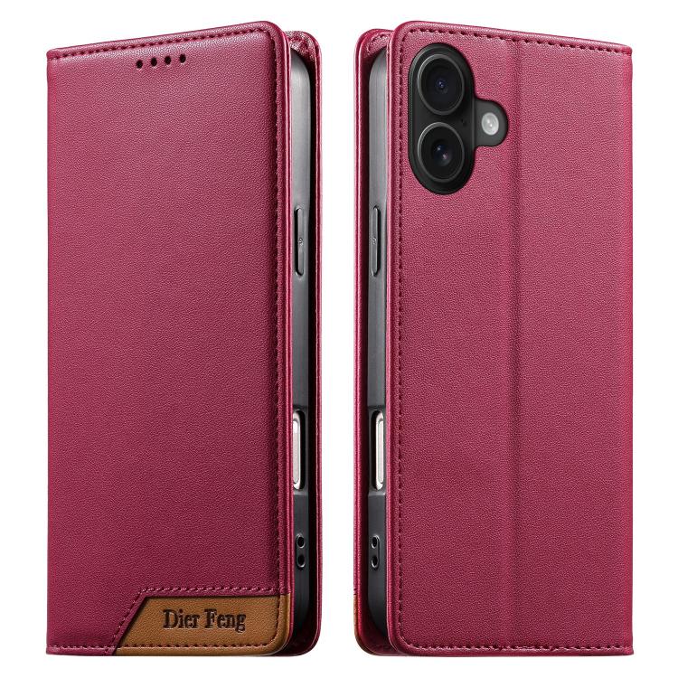 Funda para teléfono Dierfeng Splicing de cuero vegano con imán RFID resistente, For iPhone 18 Pro / 17 Pro, For iPhone 18 Pro Max / 17 Pro Max, For iPhone 17e / 16e, For iPhone 17, For iPhone Air, For iPhone 16 Pro Max, For iPhone 16 Pro               ...
