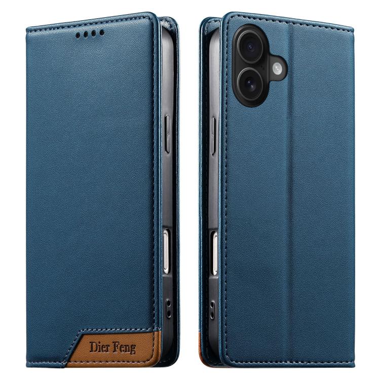 Funda para teléfono Dierfeng Splicing de cuero vegano con imán RFID resistente, For iPhone 18 Pro / 17 Pro, For iPhone 18 Pro Max / 17 Pro Max, For iPhone 17e / 16e, For iPhone 17, For iPhone Air, For iPhone 16 Pro Max, For iPhone 16 Pro               ...