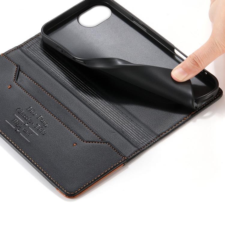 Funda para teléfono Dierfeng Splicing de cuero vegano con imán RFID resistente, For iPhone 17e / 16e, For iPhone 17 Pro Max, For iPhone 17 Pro, For iPhone 17, For iPhone Air, For iPhone 16 Pro Max, For iPhone 16 Pro, For iPhone 16 Plus
