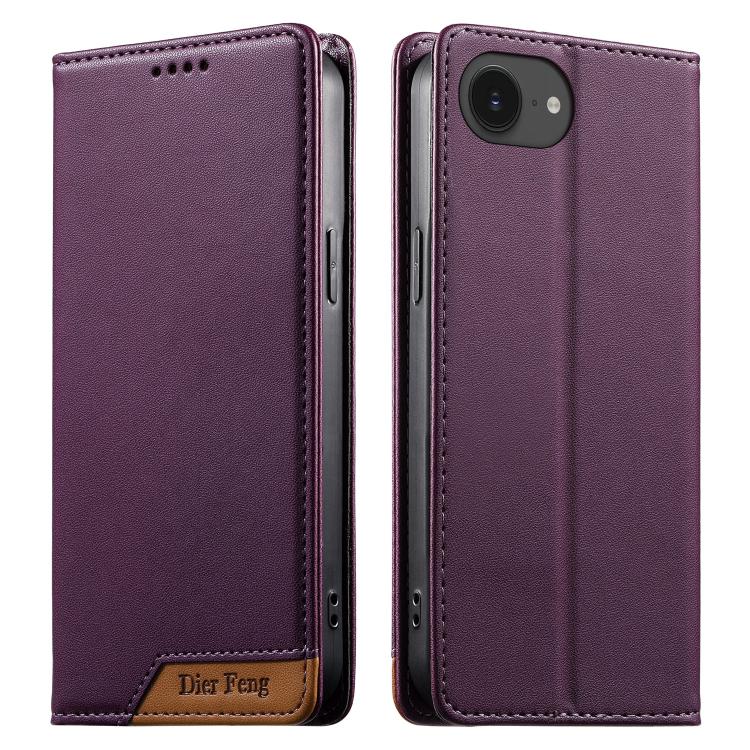 Funda para teléfono Dierfeng Splicing de cuero vegano con imán RFID resistente, For iPhone 18 Pro / 17 Pro, For iPhone 18 Pro Max / 17 Pro Max, For iPhone 17e / 16e, For iPhone 17, For iPhone Air, For iPhone 16 Pro Max, For iPhone 16 Pro               ...