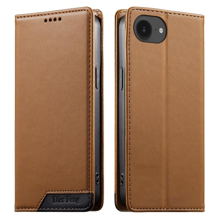 Funda para teléfono Dierfeng Splicing de cuero vegano con imán RFID resistente, For iPhone 18 Pro / 17 Pro, For iPhone 18 Pro Max / 17 Pro Max, For iPhone 17e / 16e, For iPhone 17, For iPhone Air, For iPhone 16 Pro Max, For iPhone 16 Pro               ...