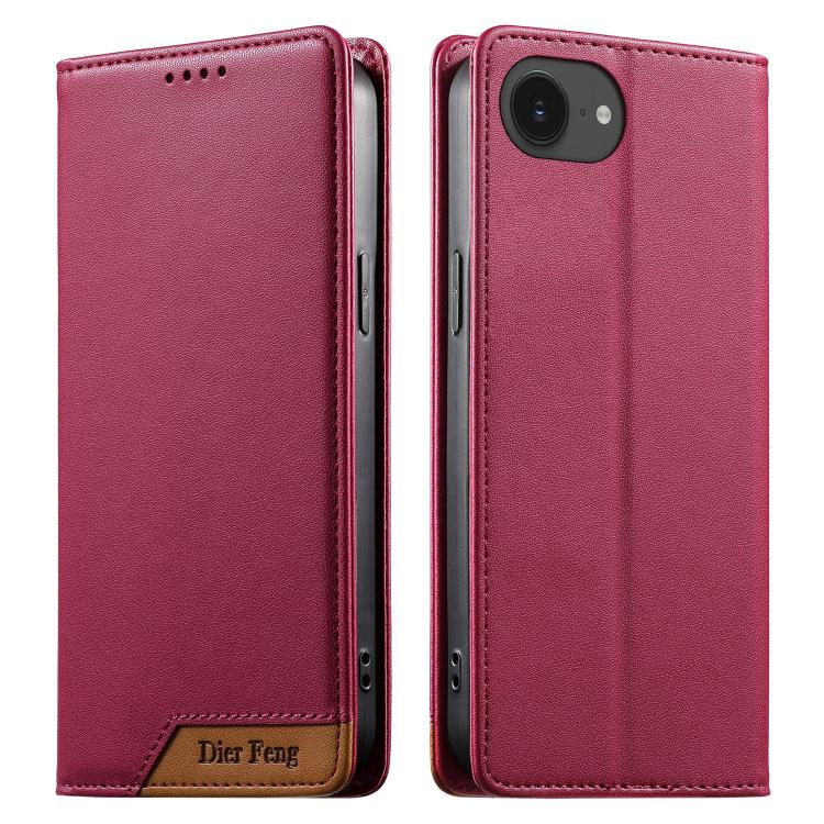Funda para teléfono Dierfeng Splicing de cuero vegano con imán RFID resistente, For iPhone 18 Pro / 17 Pro, For iPhone 18 Pro Max / 17 Pro Max, For iPhone 17e / 16e, For iPhone 17, For iPhone Air, For iPhone 16 Pro Max, For iPhone 16 Pro               ...