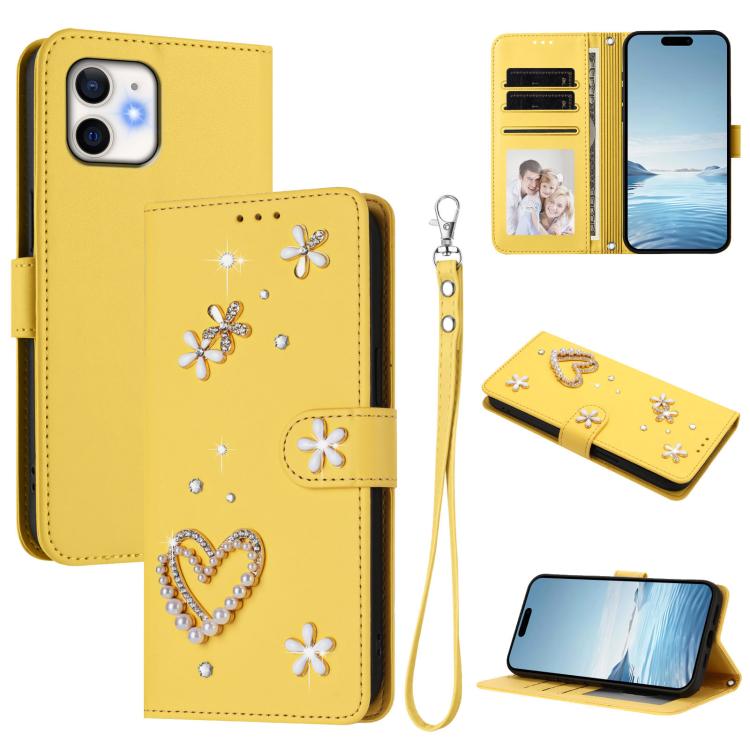 Funda para teléfono ZS01 de doble capa con diseño floral en forma de corazón y correa para la muñeca., For iPhone 13 Pro, For iPhone 12 / 12 Pro, For iPhone 12 Pro Max, For iPhone 11 Pro Max, For iPhone 11, For iPhone 11 Pro