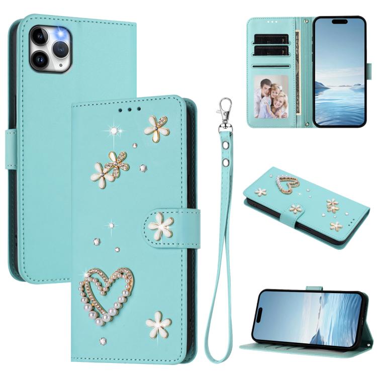 Funda para teléfono ZS01 de doble capa con diseño floral en forma de corazón y correa para la muñeca., For iPhone 13 Pro, For iPhone 12 / 12 Pro, For iPhone 12 Pro Max, For iPhone 11 Pro Max, For iPhone 11, For iPhone 11 Pro
