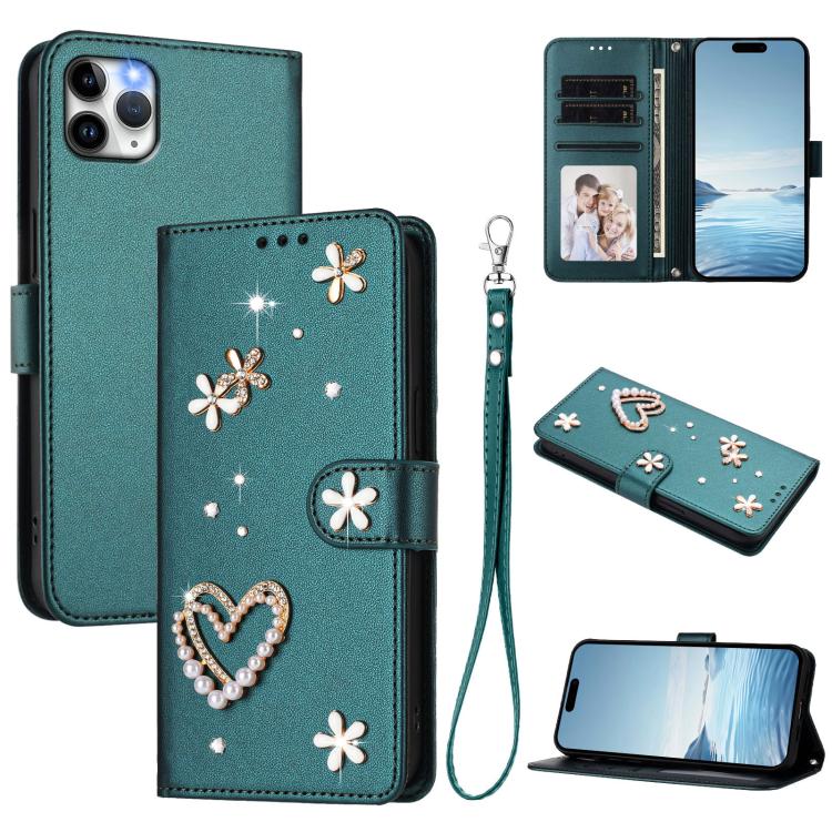 Funda para teléfono ZS01 de doble capa con diseño floral en forma de corazón y correa para la muñeca., For iPhone 13 Pro, For iPhone 12 / 12 Pro, For iPhone 12 Pro Max, For iPhone 11 Pro Max, For iPhone 11, For iPhone 11 Pro