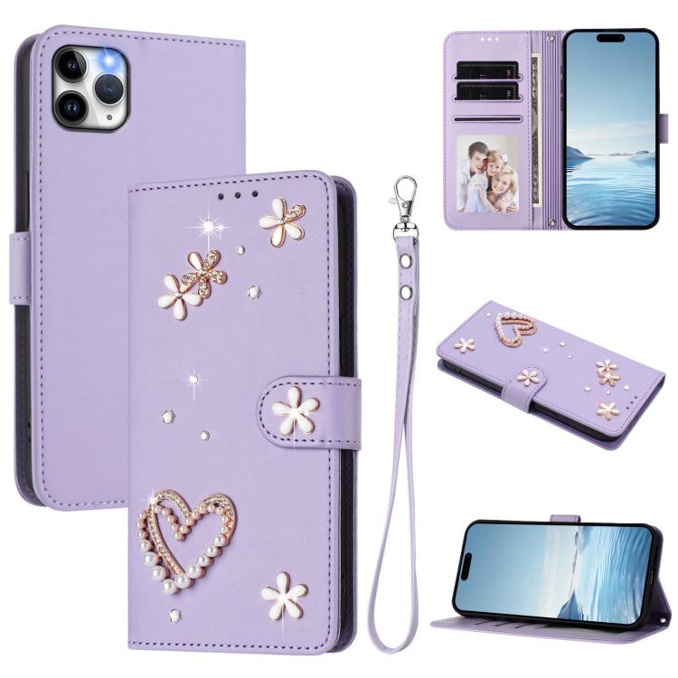Funda para teléfono ZS01 de doble capa con diseño floral en forma de corazón y correa para la muñeca., For iPhone 13 Pro, For iPhone 12 / 12 Pro, For iPhone 12 Pro Max, For iPhone 11 Pro Max, For iPhone 11, For iPhone 11 Pro