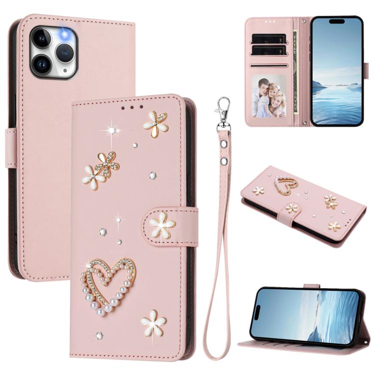 Funda para teléfono ZS01 de doble capa con diseño floral en forma de corazón y correa para la muñeca., For iPhone 13 Pro, For iPhone 12 / 12 Pro, For iPhone 12 Pro Max, For iPhone 11 Pro Max, For iPhone 11, For iPhone 11 Pro
