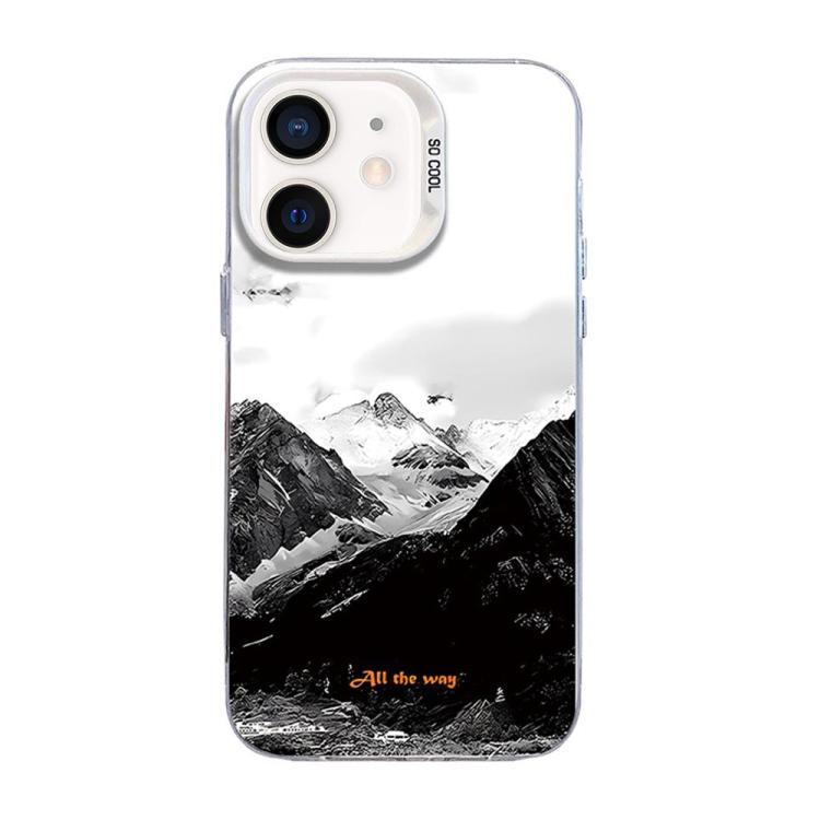 Funda híbrida de PC y TPU con estampado de montaña y color plateado, For iPhone 12 mini, For iPhone 11 Pro Max, For iPhone 11, For iPhone 11 Pro, For iPhone XS / X, For iPhone XR, For iPhone XS Max, For iPhone 8 Plus / 7 Plus