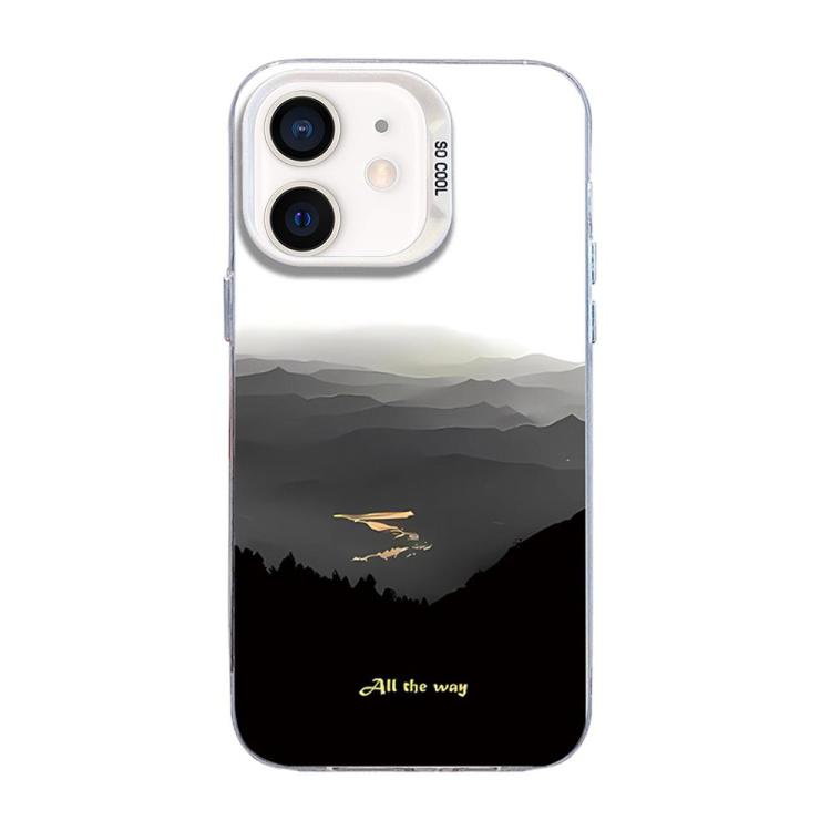 Funda híbrida de PC y TPU con estampado de montaña y color plateado, For iPhone 12 mini, For iPhone 11 Pro Max, For iPhone 11, For iPhone 11 Pro, For iPhone XS / X, For iPhone XR, For iPhone XS Max, For iPhone 8 Plus / 7 Plus