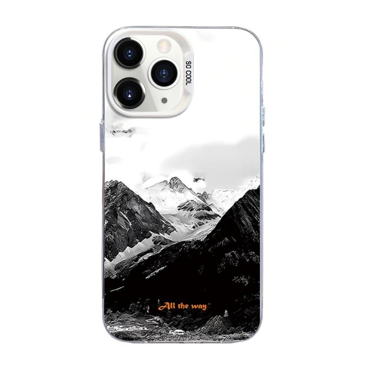 Funda híbrida de PC y TPU con estampado de montaña y color plateado, For iPhone 12 mini, For iPhone 11 Pro Max, For iPhone 11, For iPhone 11 Pro, For iPhone XS / X, For iPhone XR, For iPhone XS Max, For iPhone 8 Plus / 7 Plus