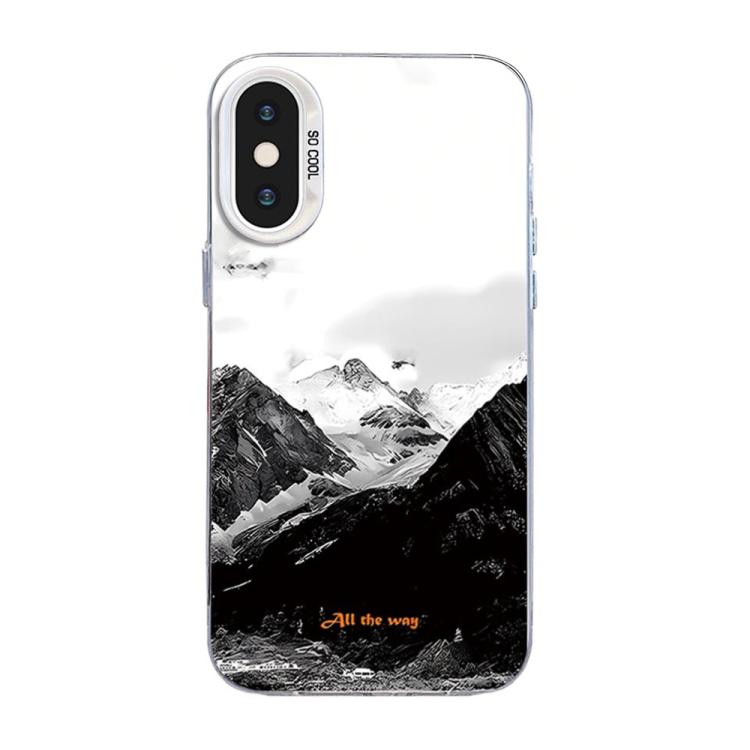 Funda híbrida de PC y TPU con estampado de montaña y color plateado, For iPhone 12 mini, For iPhone 11 Pro Max, For iPhone 11, For iPhone 11 Pro, For iPhone XS / X, For iPhone XR, For iPhone XS Max, For iPhone 8 Plus / 7 Plus