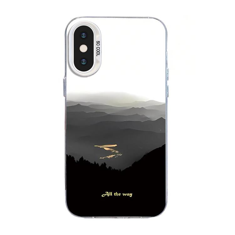 Funda híbrida de PC y TPU con estampado de montaña y color plateado, For iPhone 12 mini, For iPhone 11 Pro Max, For iPhone 11, For iPhone 11 Pro, For iPhone XS / X, For iPhone XR, For iPhone XS Max, For iPhone 8 Plus / 7 Plus