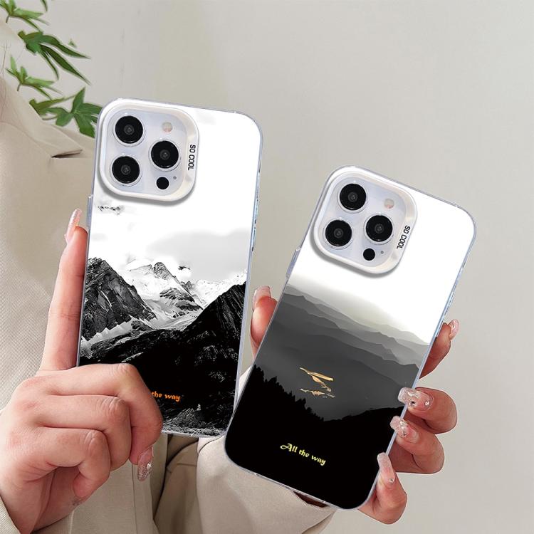Funda híbrida de PC y TPU con estampado de montaña y color plateado, For iPhone 12 mini, For iPhone 11 Pro Max, For iPhone 11, For iPhone 11 Pro, For iPhone XS / X, For iPhone XR, For iPhone XS Max, For iPhone 8 Plus / 7 Plus