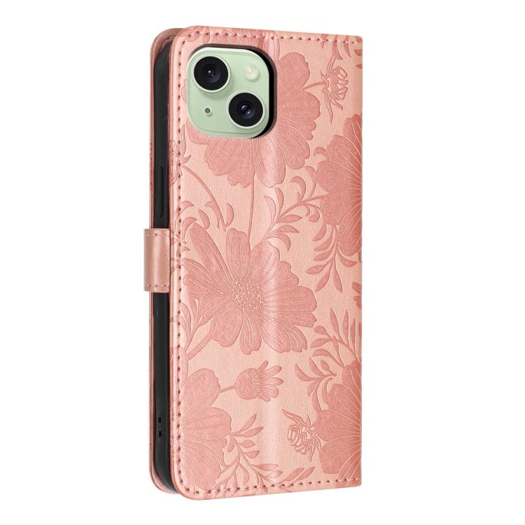 Funda de cuero para teléfono con relieve de girasol y cuerda negra pequeña, For iPhone 14, For iPhone 14 Pro, For iPhone 14 Pro Max, For iPhone 13 Pro Max, For iPhone 13 Pro, For iPhone 13, For iPhone 12 / 12 Pro, For iPhone 12 Pro Max