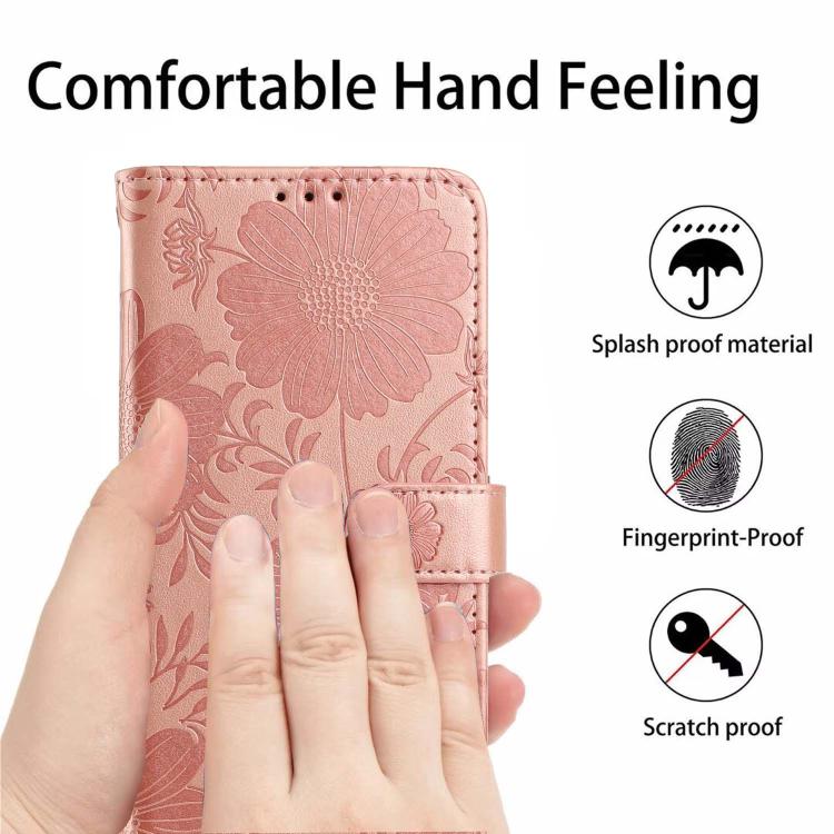 Funda de cuero para teléfono con relieve de girasol y cuerda negra pequeña, For iPhone 14, For iPhone 14 Pro, For iPhone 14 Pro Max, For iPhone 13 Pro Max, For iPhone 13 Pro, For iPhone 13, For iPhone 12 / 12 Pro, For iPhone 12 Pro Max