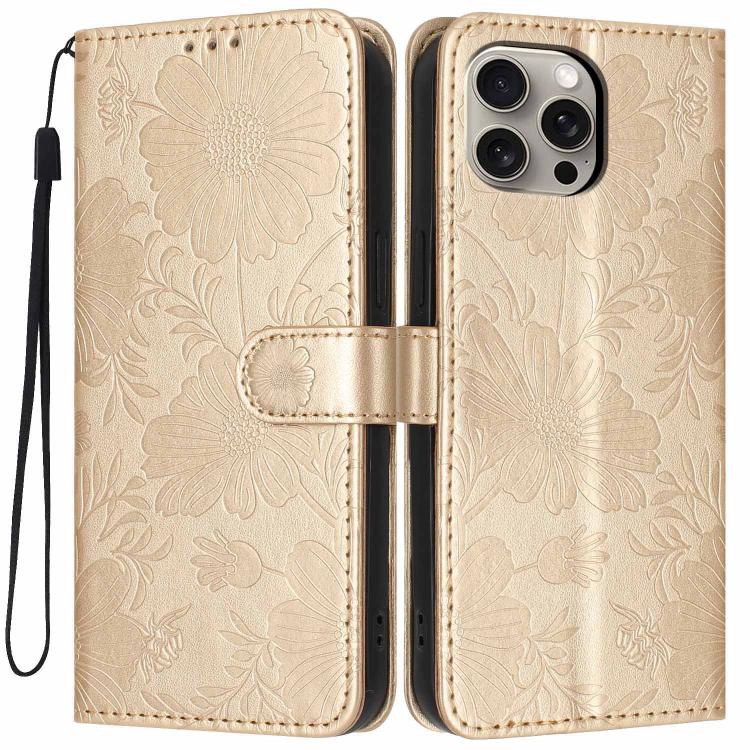 Funda de cuero para teléfono con relieve de girasol y cuerda negra pequeña, For iPhone 14, For iPhone 14 Pro, For iPhone 14 Pro Max, For iPhone 13 Pro Max, For iPhone 13 Pro, For iPhone 13, For iPhone 12 / 12 Pro, For iPhone 12 Pro Max