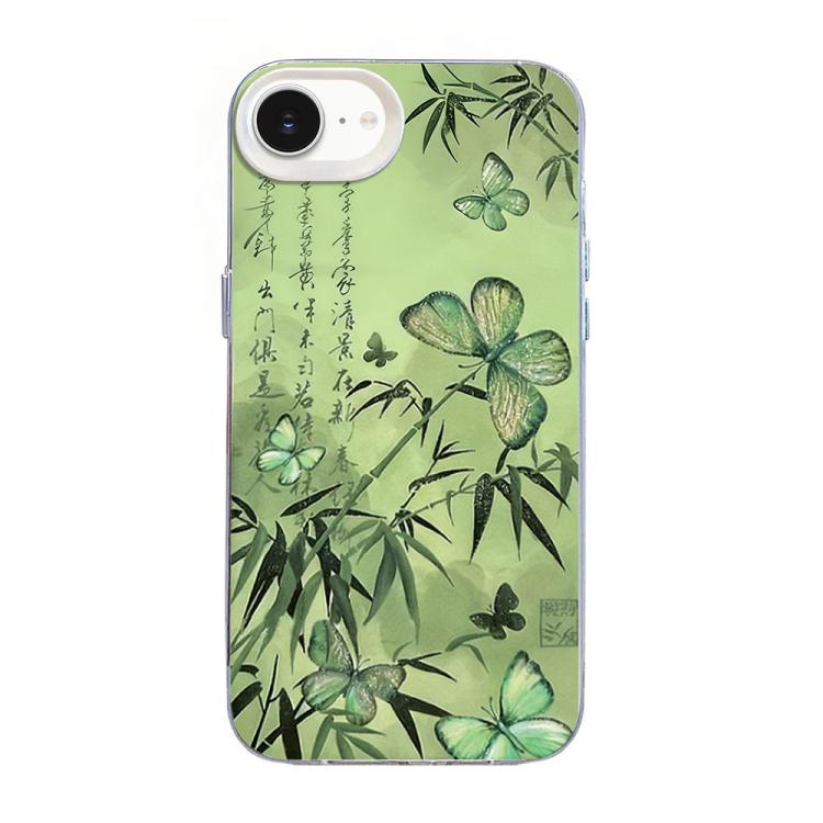 Funda híbrida de PC y TPU con diseño de mariposa y baño de plata, For iPhone 17e / 16e, For iPhone 17 Pro Max, For iPhone 17 Pro, For iPhone 17, For iPhone Air, For iPhone 16 Pro Max
