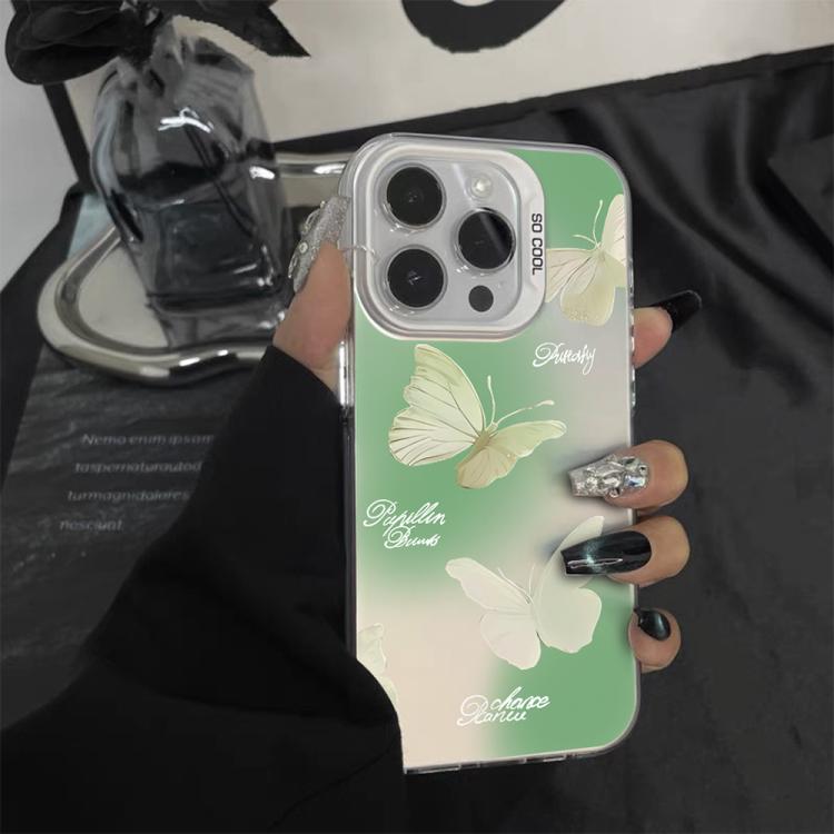 Funda híbrida de PC y TPU con diseño de mariposa y baño de plata, For iPhone 17e / 16e, For iPhone 17 Pro Max, For iPhone 17 Pro, For iPhone 17, For iPhone Air, For iPhone 16 Pro Max