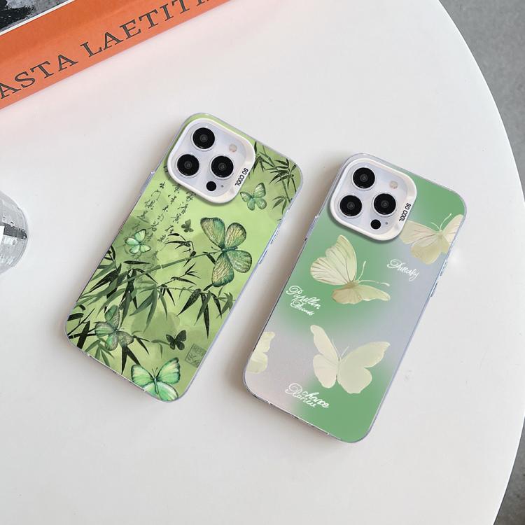 Funda híbrida de PC y TPU con diseño de mariposa y baño de plata, For iPhone 17e / 16e, For iPhone 17 Pro Max, For iPhone 17 Pro, For iPhone 17, For iPhone Air, For iPhone 16 Pro Max