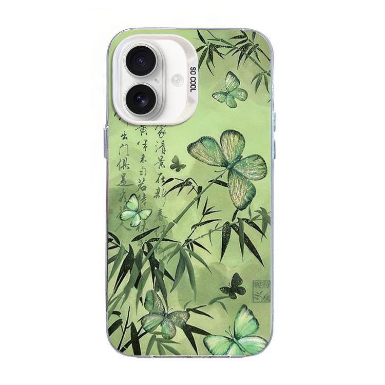 Funda híbrida de PC y TPU con diseño de mariposa y baño de plata, For iPhone 16 Pro, For iPhone 16 Plus, For iPhone 16, For iPhone 15 Pro Max, For iPhone 15 Pro, For iPhone 15 Plus