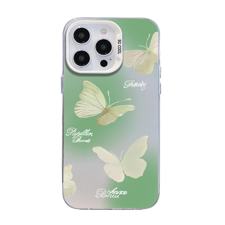 Funda híbrida de PC y TPU con diseño de mariposa y baño de plata, For iPhone 16 Pro, For iPhone 16 Plus, For iPhone 16, For iPhone 15 Pro Max, For iPhone 15 Pro, For iPhone 15 Plus