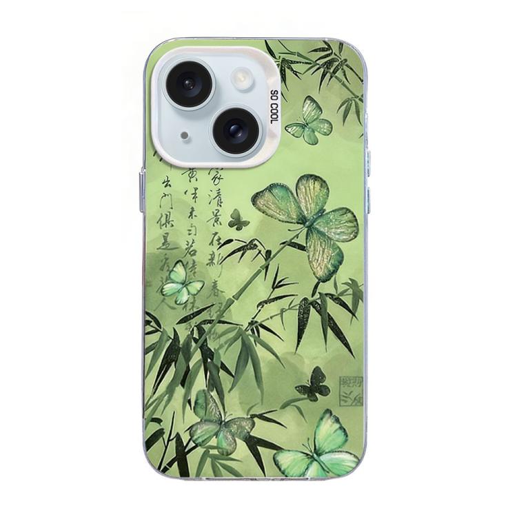 Funda híbrida de PC y TPU con diseño de mariposa y baño de plata, For iPhone 15, For iPhone 14 Plus, For iPhone 14, For iPhone 14 Pro, For iPhone 14 Pro Max, For iPhone SE 2022 / SE 2020