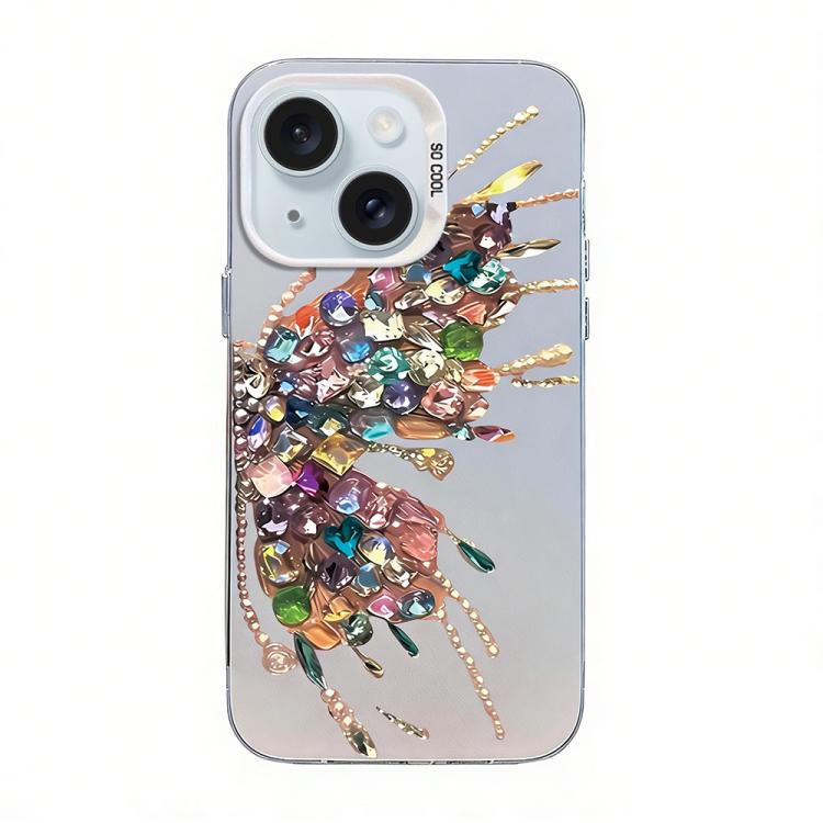 Funda híbrida de PC y TPU con diseño de mariposa y baño de plata, For iPhone 15, For iPhone 14 Plus, For iPhone 14, For iPhone 14 Pro, For iPhone 14 Pro Max, For iPhone SE 2022 / SE 2020