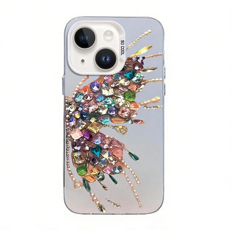 Funda híbrida de PC y TPU con diseño de mariposa y baño de plata, For iPhone 15, For iPhone 14 Plus, For iPhone 14, For iPhone 14 Pro, For iPhone 14 Pro Max, For iPhone SE 2022 / SE 2020
