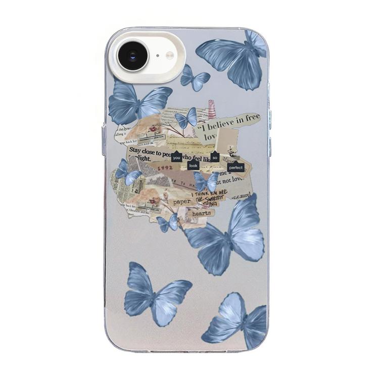 Funda híbrida de PC y TPU con diseño de mariposa y baño de plata, For iPhone 15, For iPhone 14 Plus, For iPhone 14, For iPhone 14 Pro, For iPhone 14 Pro Max, For iPhone SE 2022 / SE 2020