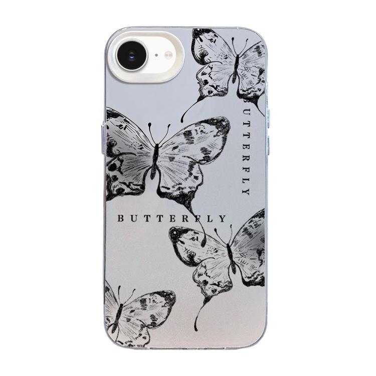 Funda híbrida de PC y TPU con diseño de mariposa y baño de plata, For iPhone 15, For iPhone 14 Plus, For iPhone 14, For iPhone 14 Pro, For iPhone 14 Pro Max, For iPhone SE 2022 / SE 2020