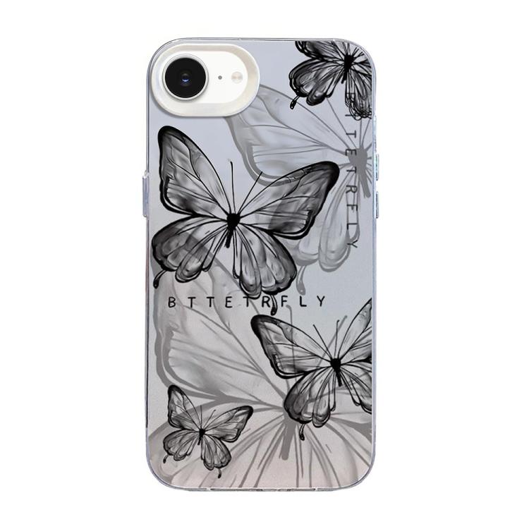 Funda híbrida de PC y TPU con diseño de mariposa y baño de plata, For iPhone 15, For iPhone 14 Plus, For iPhone 14, For iPhone 14 Pro, For iPhone 14 Pro Max, For iPhone SE 2022 / SE 2020