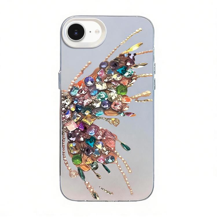 Funda híbrida de PC y TPU con diseño de mariposa y baño de plata, For iPhone 15, For iPhone 14 Plus, For iPhone 14, For iPhone 14 Pro, For iPhone 14 Pro Max, For iPhone SE 2022 / SE 2020