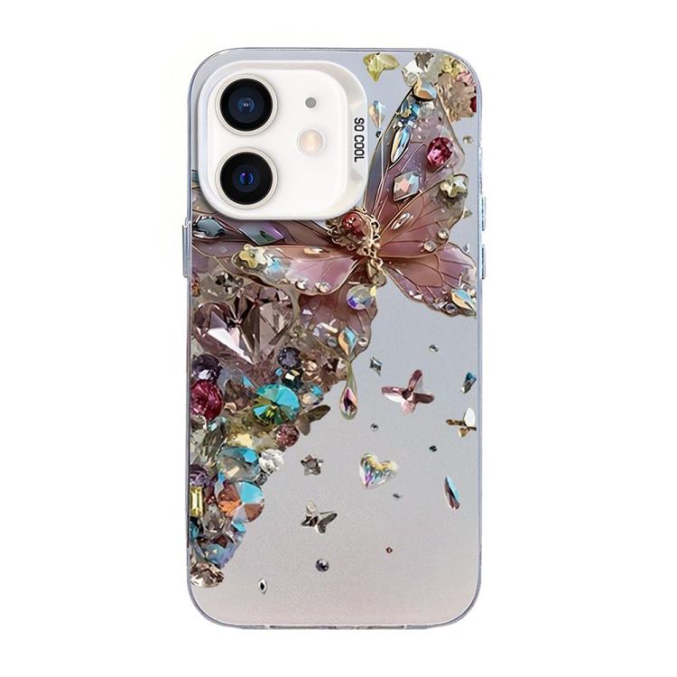 Funda híbrida de PC y TPU con diseño de mariposa y baño de plata, For iPhone 12 mini, For iPhone 11 Pro Max, For iPhone 11, For iPhone 11 Pro, For iPhone XS / X, For iPhone XR