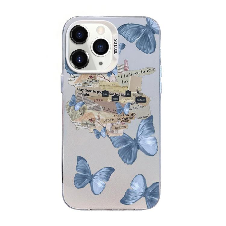 Funda híbrida de PC y TPU con diseño de mariposa y baño de plata, For iPhone 12 mini, For iPhone 11 Pro Max, For iPhone 11, For iPhone 11 Pro, For iPhone XS / X, For iPhone XR