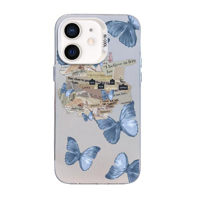 Funda híbrida de PC y TPU con diseño de mariposa y baño de plata, For iPhone 12 mini, For iPhone 11 Pro Max, For iPhone 11, For iPhone 11 Pro, For iPhone XS / X, For iPhone XR