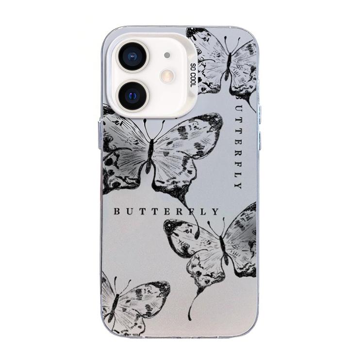Funda híbrida de PC y TPU con diseño de mariposa y baño de plata, For iPhone 12 mini, For iPhone 11 Pro Max, For iPhone 11, For iPhone 11 Pro, For iPhone XS / X, For iPhone XR
