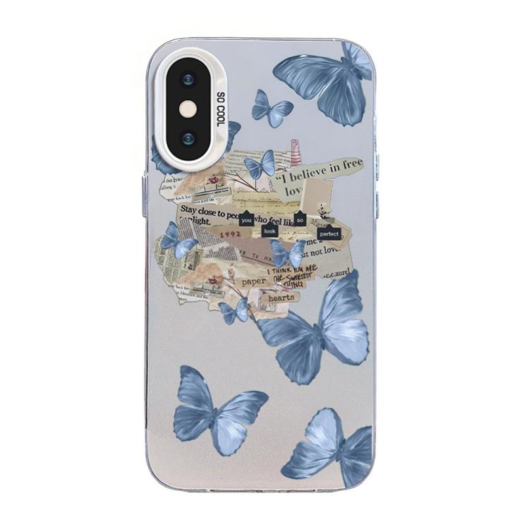 Funda híbrida de PC y TPU con diseño de mariposa y baño de plata, For iPhone 12 mini, For iPhone 11 Pro Max, For iPhone 11, For iPhone 11 Pro, For iPhone XS / X, For iPhone XR