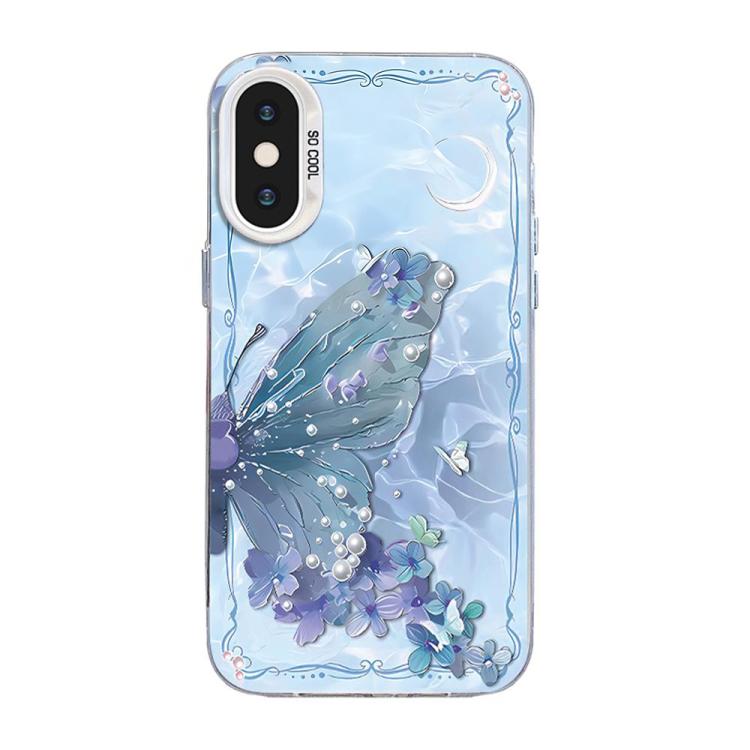 Funda híbrida de PC y TPU con diseño de mariposa y baño de plata, For iPhone 12 mini, For iPhone 11 Pro Max, For iPhone 11, For iPhone 11 Pro, For iPhone XS / X, For iPhone XR