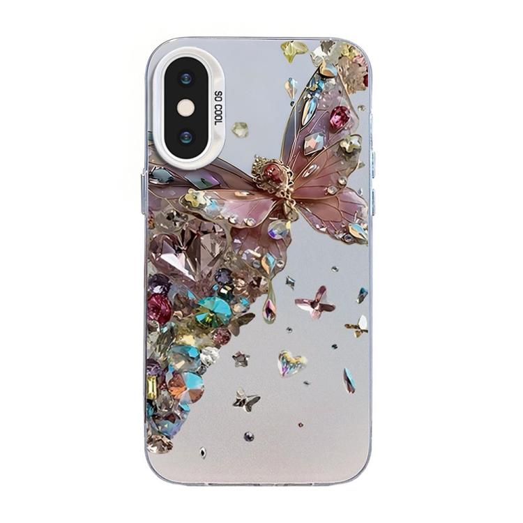 Funda híbrida de PC y TPU con diseño de mariposa y baño de plata, For iPhone 12 mini, For iPhone 11 Pro Max, For iPhone 11, For iPhone 11 Pro, For iPhone XS / X, For iPhone XR
