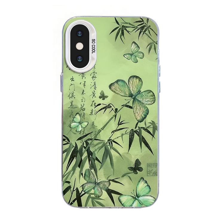 Funda híbrida de PC y TPU con diseño de mariposa y baño de plata, For iPhone XS Max, For iPhone 8 Plus / 7 Plus